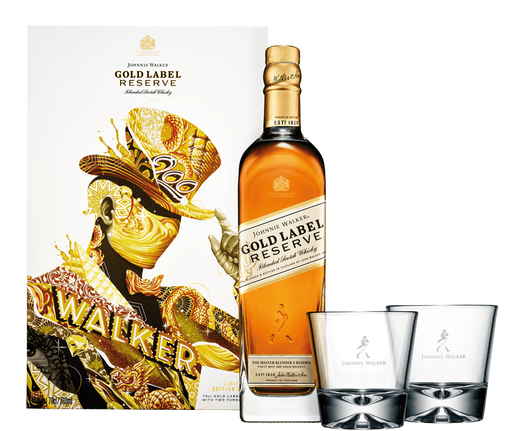 Whisky Johnnie Walker Gold Label Reserva 40% 0,7l + 2 Poháre