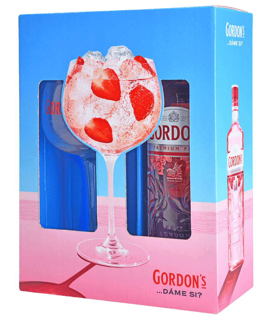Gin Gordons Premium Pink 37,5% 0,7l + Pohár